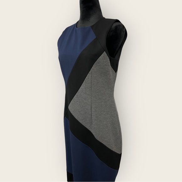 Ladies White House Black Market Grey Color Block Dress Size 10 - Picture 10 of 10